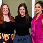 Three women from Full Sail nominated at this year’s *gamehers Awards are seen standing together and smiling at the camera.